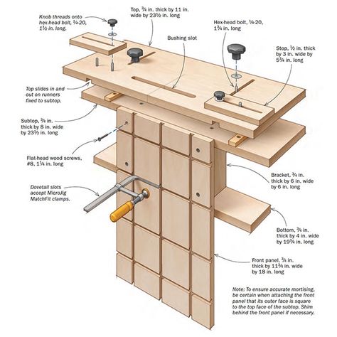 Make strong, versatile, repeatable joints with a plunge router and slip tenons. Tenon Jig, Garage Workbench Plans, Woodworking Jig Plans, Woodworking Jigsaw, Plunge Router, Router Jig, Carpentry Diy, Wood Shop Projects, Woodworking Magazine