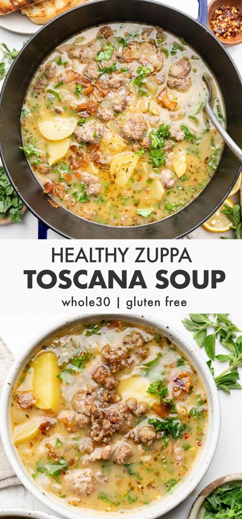 Healthy Zuppa Toscana Soup Instant Pot, Healthy Zuppa Toscana Soup Crockpot, Ww Zuppa Toscana Soup, Zuppa Toscana Soup Whole30, Zupa Toscana Soup Whole 30, Macro Friendly Zuppa Toscana Soup, Whole30 Zuppa Toscana, Whole 30 Tuscan Zuppa, Zuppa Toscana Soup Healthier