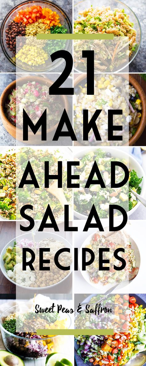 Healthy Salad Meal Prep For The Week, Salads To Make Ahead Of Time, Salad Ideas For Work Lunch, Prep Salad, Week Of Salads, Simple Meal Prep Salad, Salads That Stay Fresh All Week, Healthy No Lettuce Salad, Salads You Can Make The Day Before