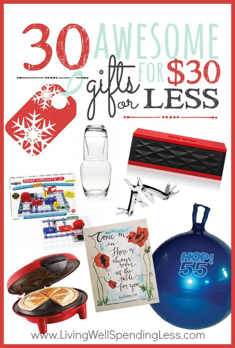 Finding the perfect gift can be a challenge, especially when you don't have much to spend!  If you've still got some shopping to do (or haven't even started yet) you will not want to miss these 30 awesome gift ideas for $30 or less!  From kids to adults, these creative, practical, and thoughtful gifts will dazzle even the most challenging person on your list! Dollar Store Christmas Decor, Easy Homemade Christmas Gifts, Vintage Christmas Tree Decorations, Cheap Christmas Gifts, Diy Shop, Dollar Store Christmas, Cheap Christmas, Pinterest Party, Awesome Gifts