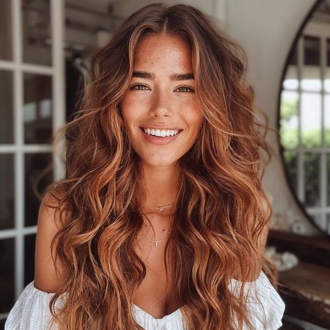 Copper Hair Colors For Brunettes, Cooper Hair With Shadow Root, Auburn Hair With Dark Highlights, Popular Hair Colors 2020, Tan With Copper Hair, Amy Fleming Hair, Copper Hair Blowout, Strawberry Blonde Color Melt, Cowboy Copper Ombré