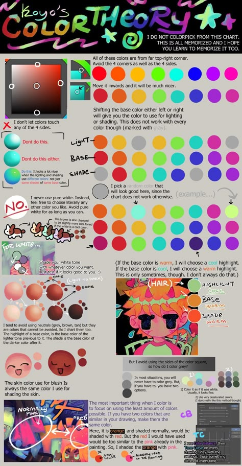 How To Use Color Theory, Color Theory Art Tips, How To Shade Different Colors, Art With Contrast, Street Art Color Palette, Color Theory Digital Art, Coloring Reference Digital, Color Theory Tips, Color Theory Palette