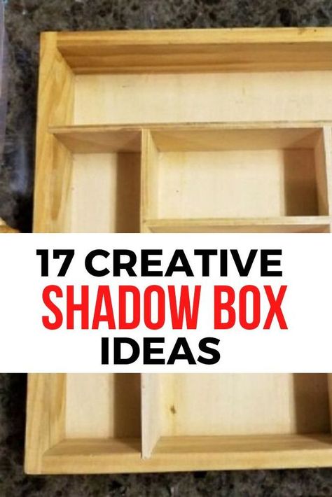 If you're looking for a creative homemade gift idea for boyfriend, friends or mom then check out these creative shadow box displays. Perfect as wedding, baby or graduation gifts as well, these unique ideas make for great home decor projects on a budget, you can even learn how to make a shadowbox from old drawers. #diy #shadowbox #ideas Diy Shadow Box Shelves, Configuration Boxes Diy, Ideas For Shadow Boxes, Easy Diy Shadow Box Ideas, Shadow Box Frames Ideas Creative, Large Shadow Box Ideas, Diy Wedding Frame Gift, Shadow Box Picture Ideas, Keepsake Shadow Box Ideas