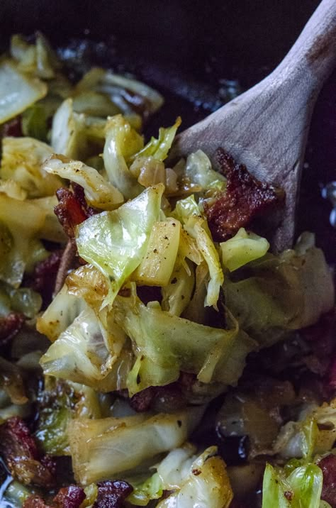 Southern Fried Cabbage?utm_source=12tomatoes Salted Veggies, Sauteed Cabbage Recipes, Pan Fried Cabbage, Fried Cabbage Recipe, Fried Cabbage With Bacon, Bacon Cabbage, Cabbage With Bacon, Fried Cabbage Recipes, Southern Fried Cabbage