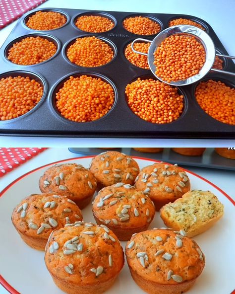 Lentil Snack Recipes, Red Lentil Muffins, Breakfast Lentils, Insuline Resistance, Lentil Muffins, Emma Food, Easy Chicken Breast Dinner, Healthy Bread Alternatives, Lentil Bread