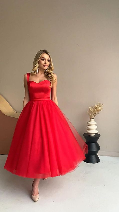 Red Tulle Prom Dress, Dresses Short Red, Evening Wedding Dress, Wedding Dress Red, Short Red Prom Dresses, Red Prom Dresses, Prom Dress Evening, Evening Dresses Short, Red Prom