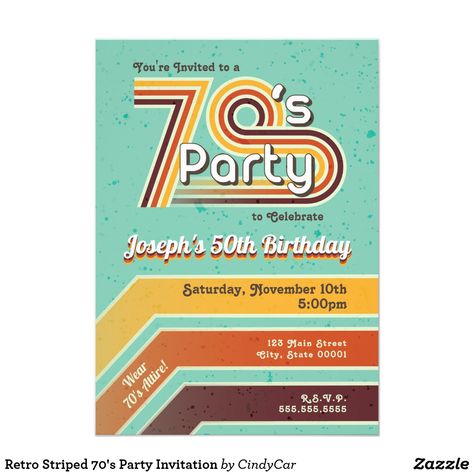 Retro Striped 70's Party Invitation