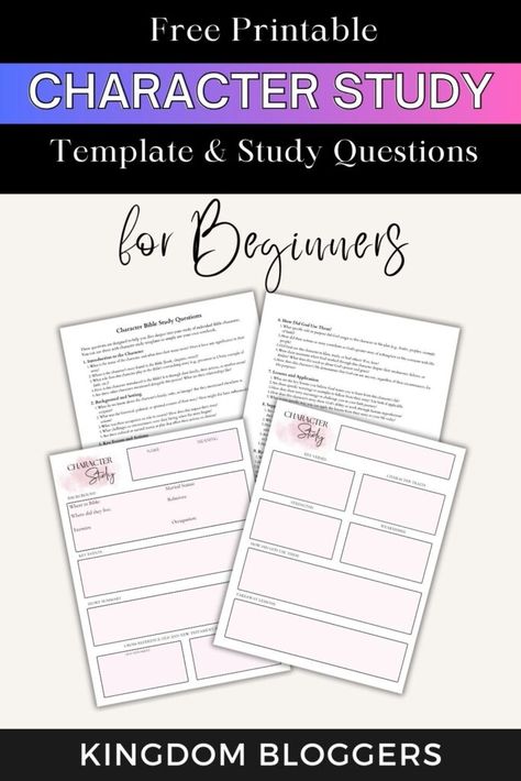 This Bible Character Study Template and study questions are perfect for beginners! With a simple Bible Study Outline, it’s a great resource to help you dive deeper into Scripture and grow in your faith. Bible Characters Study, Bible Character Study Template, Character Bible Study, Bible Study Prompts, Bible Study Templates Free Printables, Bible Study Outline, Simple Bible Study, Free Bible Printables, Bible Character Study