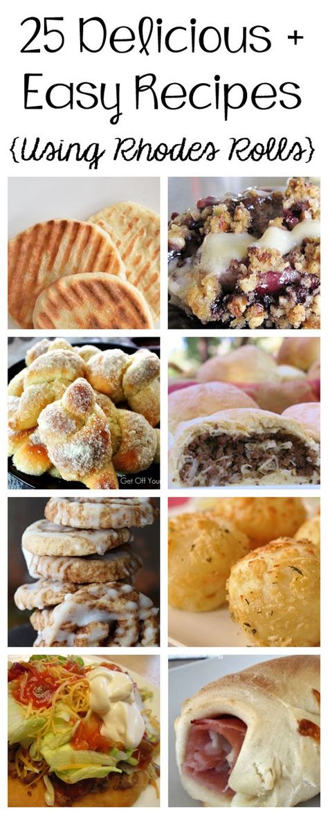 25 Delicious & Easy Recipes Using Rhodes Rolls! .. If you thought that rolls were the only thing to make with those frozen dough balls, happily, you are mistaken! #carboholicsunite Frozen Rolls Recipes, Rhodes Bread Recipes, Rhodes Bread Dough Recipes, Frozen Dough Recipes, Frozen Bread Dough Recipes, Rhodes Rolls Recipes, Rhodes Bread Dough, Rhodes Recipes, Rhodes Dinner Rolls