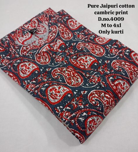 Price 480 freee ship *👉Fabric :Pure jaipuri cotton cambric print* *👉Only Kurti* *👉Kurti : Stand patti with one side pocket* *👉Size :M to 4XL* *👉Book fast limited stock🥰* Ship Fabric, Pocket Size, One Sided, Limited Stock, Side Pocket, Jaipur, Pure Products, Fabric