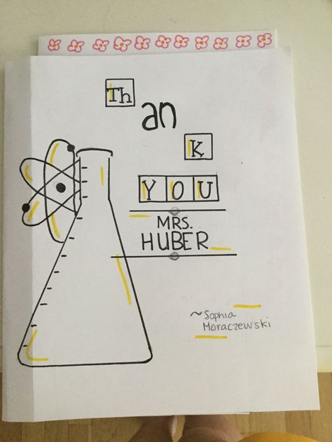 Teachers Day Card Physics Teacher, Teacher Appreciation Drawing Ideas, Science Thank You Cards, Math Teacher Thank You Cards, Cute Teacher Card Ideas, Science Teacher Card Ideas, Science Teacher Gifts Diy, Homemade Teacher Cards, Homemade Thank You Cards For Teachers