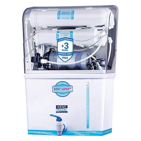 Kent Super+ water purifier features the double filtration of the RO membrane and UF membrane. Kent Super plus also features Kent’s patented Mineral RO technology i.e. the TDS Controller. This water purifier is suitable for purification of tap/municipal water or groundwater/borewell water. Apart from a large water storage tank of 8 litres and clean & […] The post KENT Super+ RO+UF Water Purifier appeared first on Best RO Water Purifier. Kent Ro Water Purifier, Kent Ro, Ro Purifier, Ro Water Purifier, Water Purification System, Reverse Osmosis Water, Water Purification, Reverse Osmosis, Water Storage