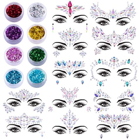 PRICES MAY VARY. Package include: 12 different styles mermaid face gems, 8 boxes different colors face glitter, the face glitter can be used on face, body, hair and nail; you can use single color individully or use multi color together Outstanding design: the face jewel stickers consist of many different shapes rhinestone, create 12 different patterns, twinkling and attractive Easy to use: first, please make sure your face is clean and dry, and then peel the face jewels off, next stick them on y Glitter Face Paint, Mermaid Face, Face Crystals, Face Glitter, Festival Face, Glitter Mermaid, Sheer Lipstick, Crystal Stickers, Rhinestone Sticker