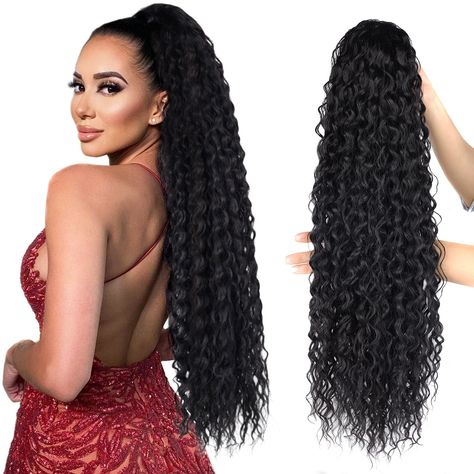 Long Curly Drawstring Ponytail Extension 24Inch Corn Wave Clip in Ponytail Extensions Long Curly Ponytail, Human Hair Ponytail Extensions, Curly Drawstring Ponytail, Clip In Ponytail Extensions, Straight Ponytail, Curly Ponytail, Drawstring Ponytail, Clip In Ponytail, Fake Hair