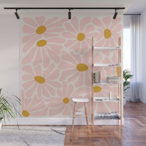 With our Wall Murals, you can cover an entire wall with a rad design - just line up the panels and stick them on. They're easy to peel off too, leaving no sticky residue behind. With crisp, vibrant colors and images, this stunning wall decor lets you create an amazing permanent or temporary space. Available in two floor-to-ceiling sizes.      - Size in feet: 8' Mural comes with four 2'(W) x 8'(H) panels   - Size in feet: 12' Mural comes with six 2' x 8' panels   - Printed on self-adhesive woven Doodle Wall Mural, Daisy Wall Mural, Simple Floral Mural, Flower Murals On Wall, Groovy Mural, Floral Wall Painting Ideas, Graphic Wall Design, Bedroom Murals Painted Diy, Mural Ideas Creative