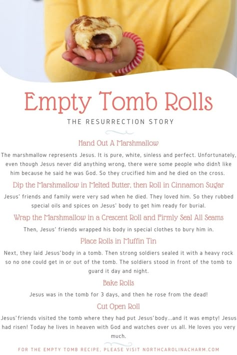 Empty Tomb Rolls, Resurrection Rolls, Christ Centered Easter, Easter Sunday School, The Resurrection Of Jesus, Empty Tomb, Easter Snacks, Resurrection Day, Baking Process