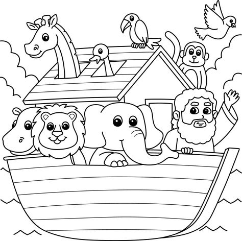 noé arca colorante página para niños Noah's Ark Drawing, Noahs Ark Preschool, Noahs Ark Craft, Ark Craft, Noah Ark, Jesus Coloring Pages, Sunday School Coloring Pages, Bible Activities For Kids, Coloring Designs