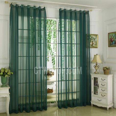 Emerald Green Curtains, Green Kitchen Curtains, Aesthetic Curtains, Warm Home Aesthetic, Green Sheer Curtains, Teal Curtains, Sage Green Kitchen, Window Sheers, Tab Curtains