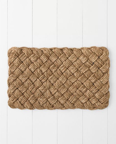 Beautifully braided from natural jute, this reversible doormat adds a touch of texture and subtle pattern wherever it lands. Ideal for high-traffic areas like a front door, entry, or mudroom.  Exclusive. Reversible for twice the wear. Braided Doormat, Florida Decorating, Front Door Entry, Jute Doormat, Entry Mats, Door Entry, Porch Furniture, Subtle Pattern, Front Door Rug