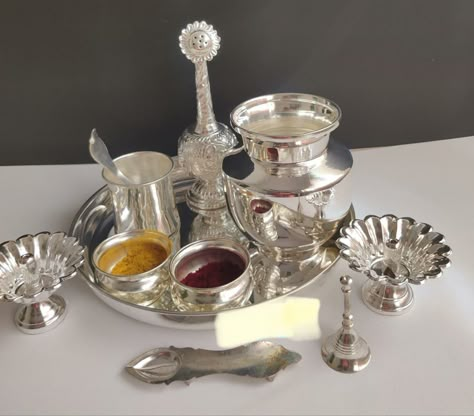 House Mandir, Cookie Milkshake, Silver Home Accessories, Mandir Decoration, Puja Items, Pooja Decor, Silver Articles, Silver Jewellry, Pooja Items