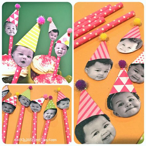 Face Cupcake Toppers, Catching Fireflies, Creative Gift Ideas, Diy Birthday Invitations, Birthday Cupcake Toppers, 1 Year Birthday, Birthday Pins, Birthday Themes For Boys, Box Gifts