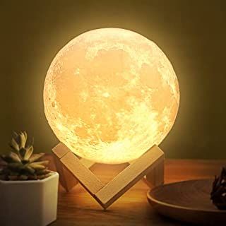 Methun 3D Moon Lamp with 3.5 Inch Ceramic Base, LED Night Light, Mood Lighting with Touch Control Brightness for Home Décor, Bedroom, Gifts Kids Women Christmas New Year Birthday - White & Yellow : Amazon.co.uk: Lighting Decorative Night Lights, Moon Lamp, Rustic Baby, Moon Light, Touch Lamp, Funny Birthday Gifts, Dimmable Lamp, Space Decor, Smart Lighting