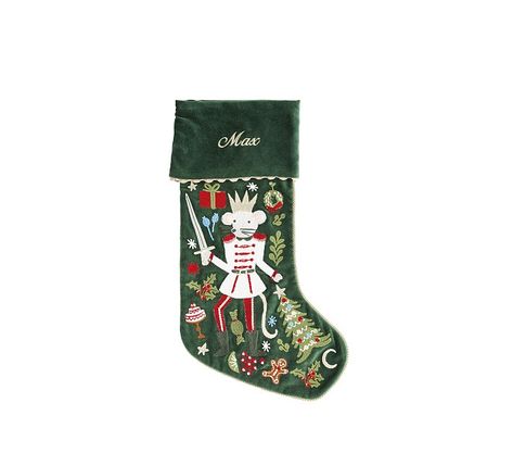 Rifle Paper Co. Nutcracker Mouse King Embroidered Velvet Christmas Stocking | Pottery Barn Kids Pottery Barn Christmas Stocking, Velvet Christmas Stocking, Nutcracker Characters, Farmhouse Christmas Stockings, Family Christmas Stockings, English Christmas, Mouse King, Stocking Designs, Velvet Christmas