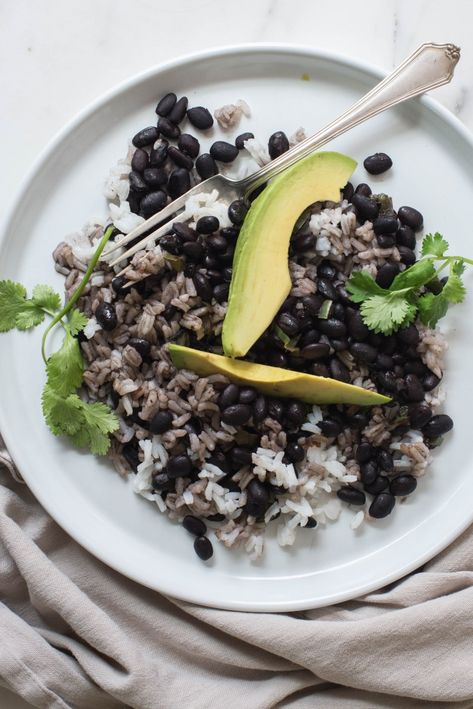 BLACK BEANS AND RICE - Sandra Valvassori Rice And Beans Aesthetic, White Rice And Beans, White Rice And Black Beans, Pot Of Beans, Rice And Black Beans, Strawberry Rhubarb Crisp, Black Beans And Rice, Rice Beans, Rice And Beans