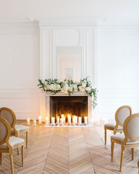 Herringbone Floors, Night Time Wedding, Martha Weddings, Wedding Concept, Hydrangea Arrangements, Intimate Ceremony, Tall Centerpieces, Herringbone Floor, Paris Wedding