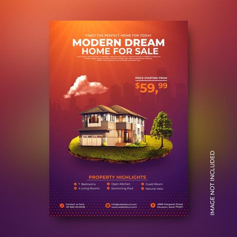 Real estate house promotional sell poster social media post template Premium Psd property, for sale, for rent, real estate agent, new home, dream home, Poster Social Media, Estate House, Street Image, Social Media Post Template, Graphic Design Ads, Promotional Design, Home Poster, 3d Logo, Real Estate Houses