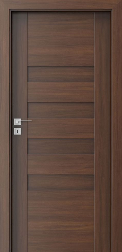 Contemporary Door Design Interiors, Wooden Solid Door Design, Bedroom Veneer Door Design, Veneer Doors With Grooves, Bedroom Doors Design Modern, Solid Door Design Modern, Solid Wooden Door Design Modern, Solid Doors Interior, Board Door Design Modern