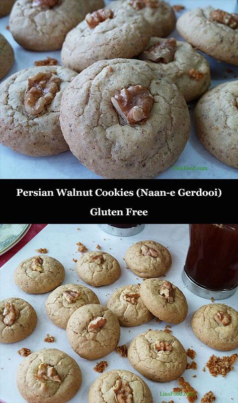 Persian Walnut Cookies Gluten-Free Persian Walnut Cookies, Persian Cookies Recipes, Persian Cookies, Walnut Cookies Recipe, Walnut Cookie Recipes, Persian Desserts, Halva Recipe, Persian New Year, Persian Recipes