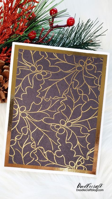 Holiday Cards made with Cricut Foil Transfer Kit Cards Made With Cricut, Cricut Draw, Xmas Cards Handmade, Cricut Christmas Cards, Cricut Foil, Diy Christmas Art, Foil Christmas Cards, Cricut Christmas, Atc Cards