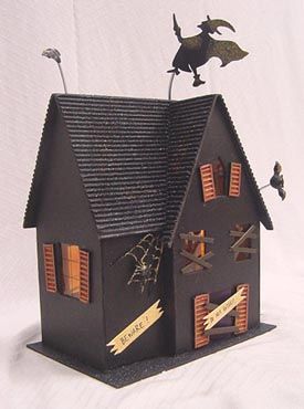 The Haunted World of Halloween Village Houses – The Lone Girl in a Crowd Halloween Village Houses, Spook Houses, Scary Haunted House, Skull Crafts, Casa Halloween, Haunted Halloween, Christmas Village Houses, Glitter Houses, Halloween Village