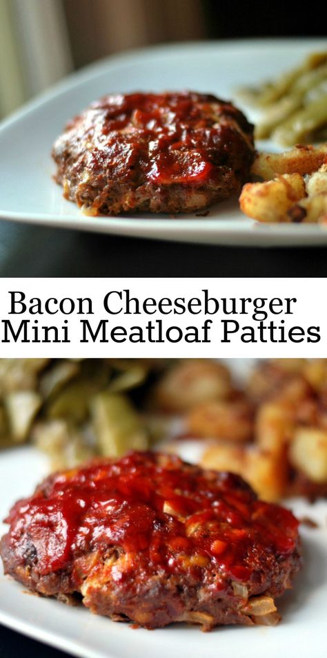 Bacon Cheeeseburger Mini Meatloaf Patties – Aunt Bee's Recipes Meatloaf Patties, Bacon Cheeseburger Meatloaf, Cheeseburger Meatloaf, Mini Meatloaf, How To Make Meatloaf, Mini Meatloafs, Top Secret Recipes, Best Meatloaf, Bacon Cheeseburger