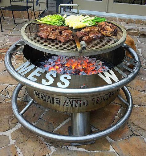 36" ALL STAINLESS STEEL FIRE IN THE HOLE WITH A 2" SOLE SA… | Flickr Bar Leaner Ideas, Bar Leaner, Outdoor Firepits, Bbq Hut, Outside Fire Pits, Stainless Steel Fire Pit, Fire Pit Cooking, Custom Grill, Plasma Table