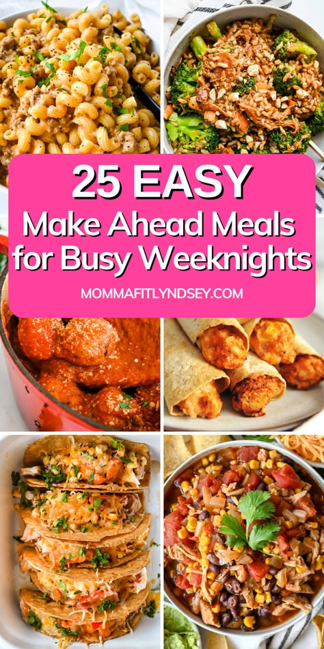 Healthy make-ahead meals make busy weeknights a breeze! Here are 25 healthy make-ahead meals that your family will love - many of them are freezer meals you can meal prep ahead of time! Easy Meal Prep Dinners Families, Make Ahead Cottage Meals, Meal Prep For Busy Families, Prep Ahead Family Dinners, Make Ahead Meals For Busy Nights, Family Friendly Meal Prep, Comfort Food Meal Prep, Meal That Lasts All Week, Make Ahead Asian Meals