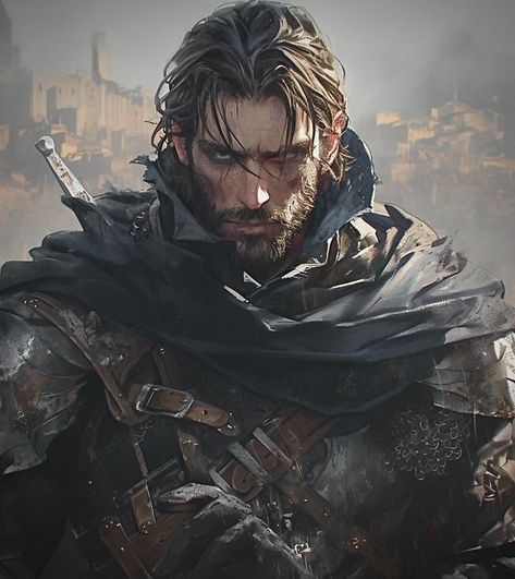 Male Fighter Dnd, Human Fighter Dnd Male, Male Warrior Fantasy Art, Fantasy Male Warrior, Dnd Human Male, D&d Npc, Ranger Dnd, Dungeons And Dragons Classes, Character Inspiration Male