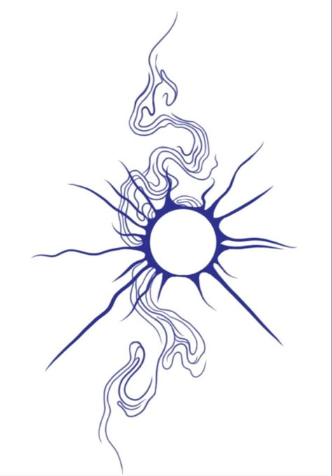 Spiritual Designs Art, Creative Sun Tattoo, Mediterranean Tattoo Ideas, Back Tattoo Women Lower, Sun Drawing Tattoo, Sun Inspired Tattoo, Abstract Sun Tattoo, Burst Tattoo, Bg3 Tattoo