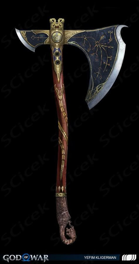 Leviathan Axe Design for God of War Ragnarok. Fantasy Axes Design, Dnd Character Design, Concept Reference, Dnd Magic, Dnd Dragons, Code Name, Prop Making, Magic Items, Black Crow