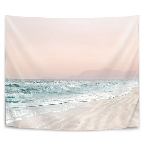 East Urban Home Hope Bainbridge Beach Vibes VI Tapestry & Reviews | Wayfair Boho Beach Room, Beachy Nursery, Venice Apartment, Apartment Needs, Teal Blue Color, Beautiful Aesthetic, Beach Bedroom, Beach Color, Pink Beach