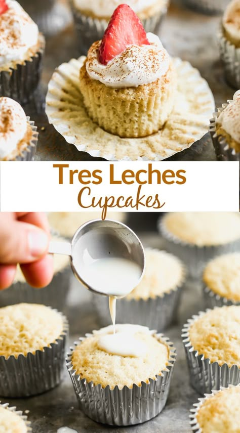 Tres Leches Cupcakes, Homemade Cupcake Recipes, Black Color Hairstyles, Delicious Cupcakes Recipes, Fluffy Cupcakes, Tres Leches Cake Recipe, Cupcakes Easy, Hairstyles Black Hair, Color Hairstyles