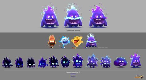 ArtStation - Electro Spirit - Clash Royale, Julio Lopez Top Down Game, Spirit Game, Simple Character, 99 Design, Clash Royale, Game Dev, Illustration Character Design, Game Artwork, Creature Design