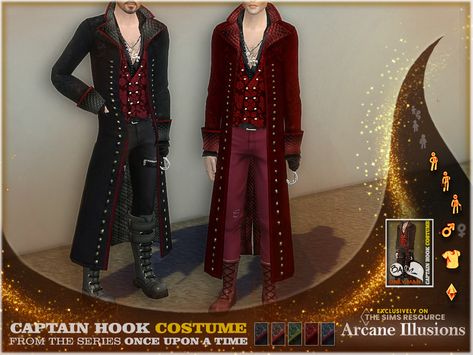 Mage Clothes, Captain Hook Costume, Cc Packs, Sims Medieval, Medieval Clothes, Pirate Outfit, Male Clothing, Sims 4 Teen, Sims 4 Dresses