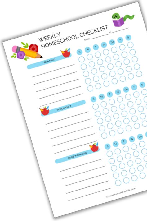 Are you a new homeschool mom looking for ways to teach independence while keeping your students on track? Look no further - our weekly homeschool checklist can help! This free printable will help you give your child the freedom to work independently while also ensuring that they stay on top of their studies. Follow for more free printables for homeschooling success! Homeschool Charts Free Printable, Loop Schedule, Homeschool Schedule Printable, Homeschool Checklist, Free Planner Pages, Spelling Lessons, Writing Checks, Homeschool Writing, Preschool Colors