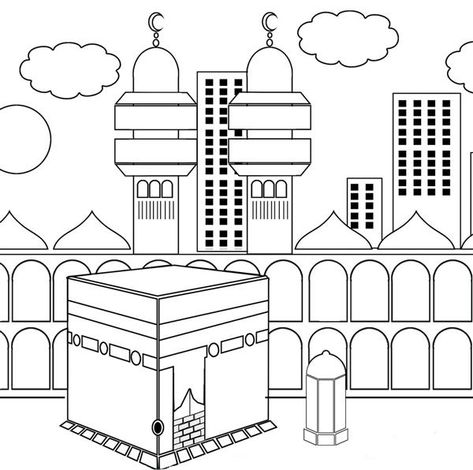 Kaaba / Ka’bah Colouring Page – islamic worksheets for children Islamic Studies Worksheets, Muslim Kids Activities, Islamic Kids Activities, Ramadan Activities, Love Coloring Pages, School Coloring Pages, Worksheets For Kindergarten, Kindergarten Worksheets Printable, Arabic Alphabet For Kids