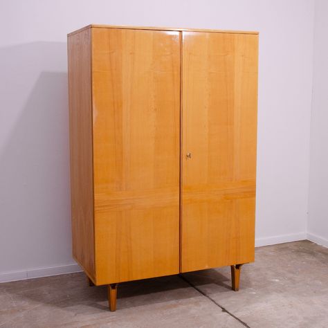 Listed on VNTG.com: Vintage wardrobe from Novy Domov, Czechoslovakia 1970s | #vntg #vintage Shelves For Clothes, Clothes Shelves, Display Bookcase, Antique Armoire, Vintage Bookcase, Plywood Cabinets, Vintage Chest Of Drawers, Vintage Bauhaus, Vintage Chest