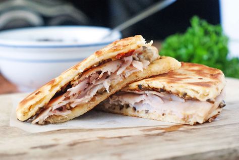 Italian Flat Bread Turkey Melts Turkey Naan Sandwich, Naan Sandwich, Turkey Melts, Italian Flat Bread, Bread Turkey, Turkey Melt, Italian Turkey, Sandwich Wraps, Flat Bread