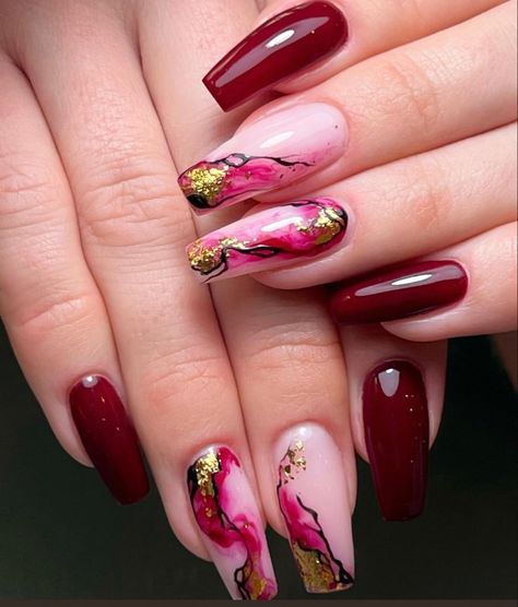 Fingernail Designs, Galaxy Nails, Red Nails, Black And Red, Nail Art, Nails, Red, Black, Art