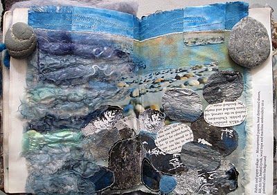 CAROLYN SAXBY MIXED MEDIA TEXTILE ART: A postcard from St. Ives Textile Sketchbook, Carolyn Saxby, Textiles Gcse, Mixed Media Textile Art, Textiles Ideas, Textiles Sketchbook, Gcse Textiles, Ideas Sketch, Sketchbook Layout